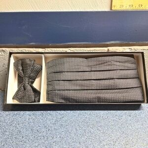Todays Man, Vintage Polka Dot Cummerbund & Bow Tie Set, 100% Silk , T-910-171